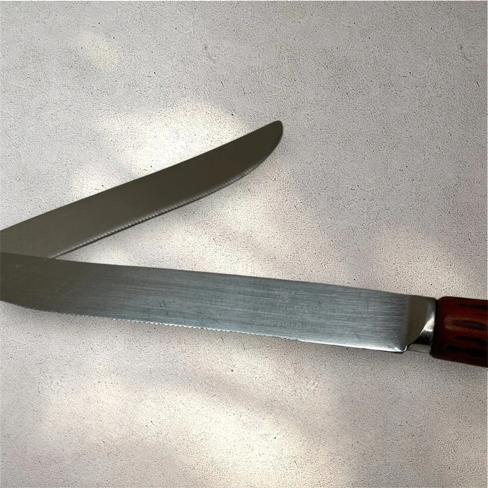 Vintage Westall Richardson Stainless Steel Horn Handle Knives Sheffield England